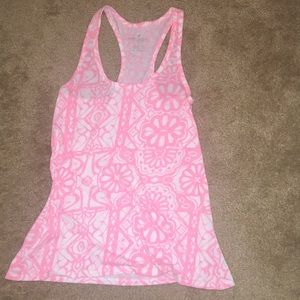 Pink and white American eagle tank top